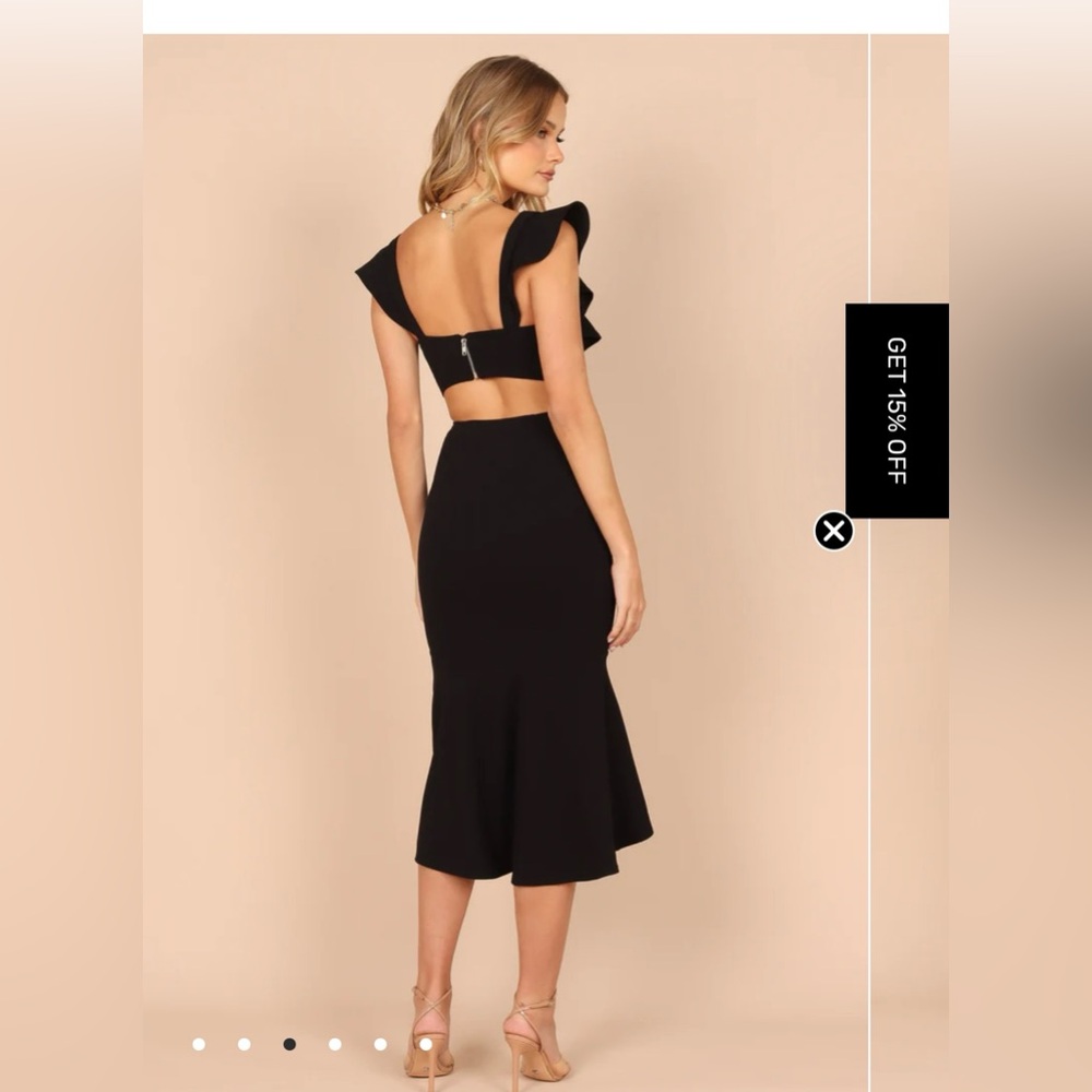 Petal & pup yvonne hi low midi dress-black